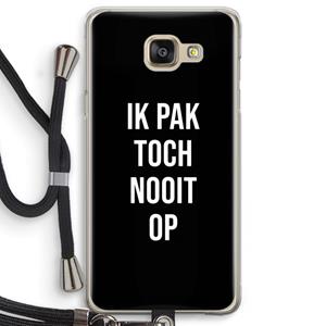 CaseCompany Ik pak nooit op - Zwart: Samsung Galaxy A5 (2016) Transparant Hoesje met koord