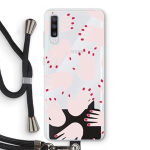 CaseCompany Hands pink: Samsung Galaxy A70 Transparant Hoesje met koord