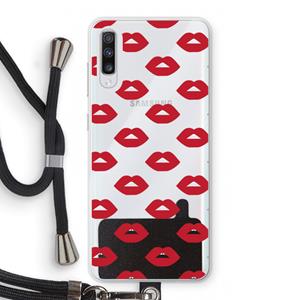 CaseCompany Lips: Samsung Galaxy A70 Transparant Hoesje met koord