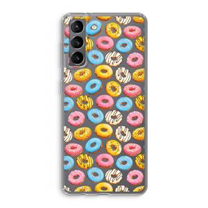CaseCompany Pink donuts: Samsung Galaxy S21 Transparant Hoesje