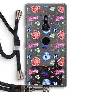 CaseCompany Bloemetjes: Sony Xperia XZ2 Transparant Hoesje met koord