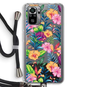 CaseCompany Tropisch 2: Xiaomi Redmi Note 10S Transparant Hoesje met koord
