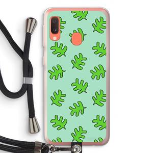 CaseCompany Groene blaadjes: Samsung Galaxy A20e Transparant Hoesje met koord