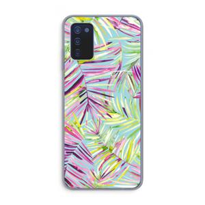 CaseCompany Tropical Palms Blue: Samsung Galaxy A03s Transparant Hoesje