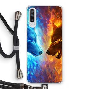 CaseCompany Fire & Ice: Samsung Galaxy A70 Transparant Hoesje met koord
