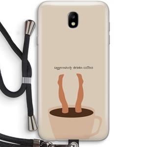 CaseCompany Aggressively drinks coffee: Samsung Galaxy J7 (2017) Transparant Hoesje met koord