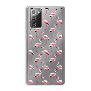 CaseCompany Flamingoprint groen: Samsung Galaxy Note 20 / Note 20 5G Transparant Hoesje