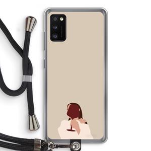 CaseCompany I drink wine: Samsung Galaxy A41 Transparant Hoesje met koord