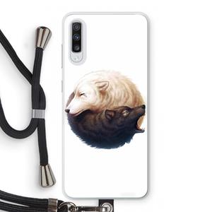 CaseCompany Yin Yang Wolves: Samsung Galaxy A70 Transparant Hoesje met koord