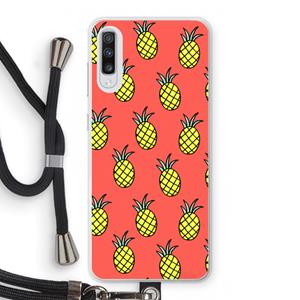 CaseCompany Ananas: Samsung Galaxy A70 Transparant Hoesje met koord