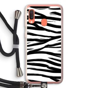 CaseCompany Zebra pattern: Samsung Galaxy A20e Transparant Hoesje met koord