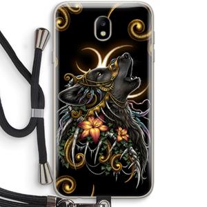 CaseCompany Huilende Wolf: Samsung Galaxy J7 (2017) Transparant Hoesje met koord