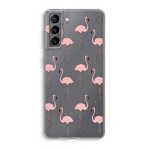 CaseCompany Anything Flamingoes: Samsung Galaxy S21 Transparant Hoesje