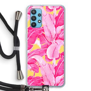 CaseCompany Pink Banana: Samsung Galaxy A32 4G Transparant Hoesje met koord