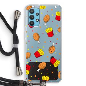 CaseCompany Chicken 'n Fries: Samsung Galaxy A32 4G Transparant Hoesje met koord