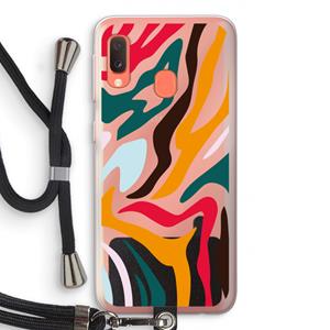 CaseCompany Colored Zebra: Samsung Galaxy A20e Transparant Hoesje met koord