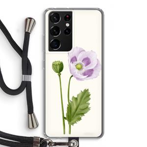CaseCompany Purple poppy: Samsung Galaxy S21 Ultra Transparant Hoesje met koord