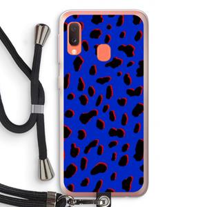 CaseCompany Blue Leopard: Samsung Galaxy A20e Transparant Hoesje met koord