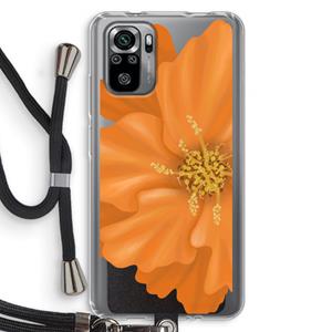 CaseCompany Orange Ellila flower: Xiaomi Redmi Note 10S Transparant Hoesje met koord