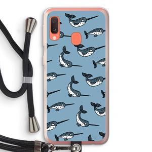 CaseCompany Narwhal: Samsung Galaxy A20e Transparant Hoesje met koord