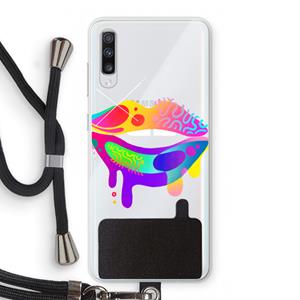 CaseCompany Lip Palette: Samsung Galaxy A70 Transparant Hoesje met koord