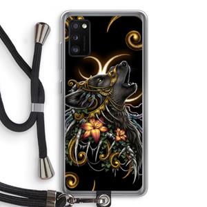 CaseCompany Huilende Wolf: Samsung Galaxy A41 Transparant Hoesje met koord