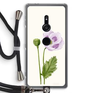CaseCompany Purple poppy: Sony Xperia XZ2 Transparant Hoesje met koord