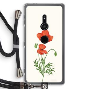 CaseCompany Red poppy: Sony Xperia XZ2 Transparant Hoesje met koord