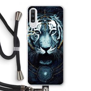 CaseCompany Darkness Tiger: Samsung Galaxy A70 Transparant Hoesje met koord