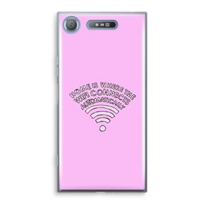 CaseCompany Home Is Where The Wifi Is: Sony Xperia XZ1 Transparant Hoesje