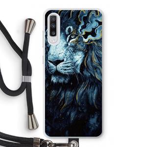 CaseCompany Darkness Lion: Samsung Galaxy A70 Transparant Hoesje met koord