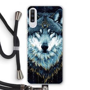 CaseCompany Darkness Wolf: Samsung Galaxy A70 Transparant Hoesje met koord
