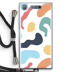 CaseCompany Memphis Shapes Blue: Sony Xperia XZ1 Transparant Hoesje met koord