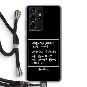 CaseCompany Mijn Motto's: Samsung Galaxy S21 Ultra Transparant Hoesje met koord