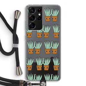 CaseCompany Sansevieria: Samsung Galaxy S21 Ultra Transparant Hoesje met koord