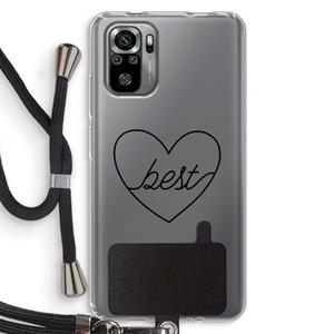 CaseCompany Best heart black: Xiaomi Redmi Note 10S Transparant Hoesje met koord