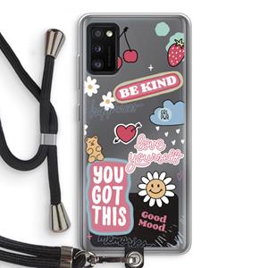 CaseCompany Positivity: Samsung Galaxy A41 Transparant Hoesje met koord