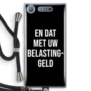 CaseCompany Belastinggeld - Zwart: Sony Xperia XZ1 Transparant Hoesje met koord