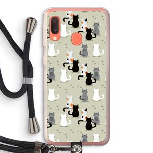 CaseCompany Katten: Samsung Galaxy A20e Transparant Hoesje met koord