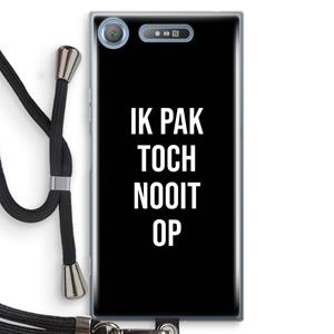 CaseCompany Ik pak nooit op - Zwart: Sony Xperia XZ1 Transparant Hoesje met koord