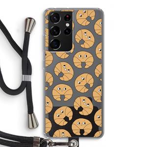 CaseCompany Croissant: Samsung Galaxy S21 Ultra Transparant Hoesje met koord