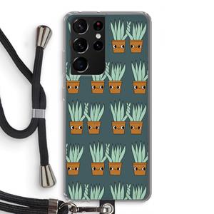 CaseCompany Sansevieria: Samsung Galaxy S21 Ultra Transparant Hoesje met koord