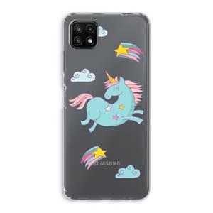 CaseCompany Vliegende eenhoorn: Samsung Galaxy A22 5G Transparant Hoesje