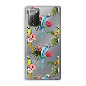 CaseCompany Kleurrijke papegaaien: Samsung Galaxy Note 20 / Note 20 5G Transparant Hoesje