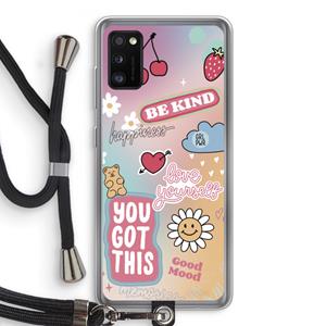 CaseCompany Positivity: Samsung Galaxy A41 Transparant Hoesje met koord