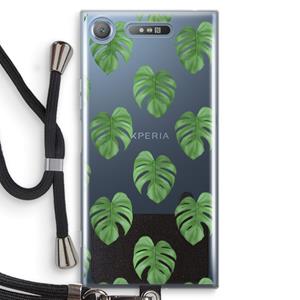 CaseCompany Monstera leaves: Sony Xperia XZ1 Transparant Hoesje met koord