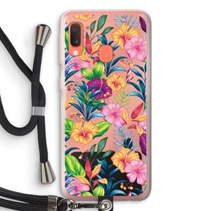 CaseCompany Tropisch 2: Samsung Galaxy A20e Transparant Hoesje met koord
