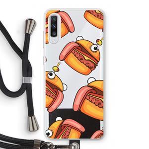 CaseCompany Hamburger: Samsung Galaxy A70 Transparant Hoesje met koord