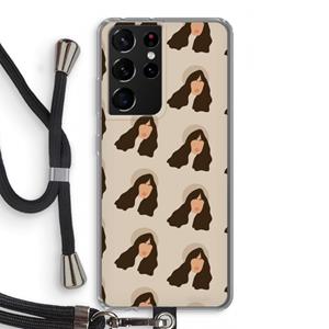 CaseCompany Bonjour mon amour: Samsung Galaxy S21 Ultra Transparant Hoesje met koord