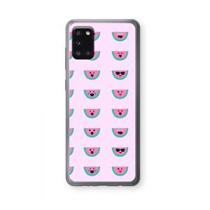 CaseCompany Smiley watermeloenprint: Samsung Galaxy A31 Transparant Hoesje